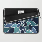 Festive, Flower Bloom, Navy Blue and Teal Laptop Sleeve Gallery Image 2