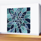Festive, Flower Bloom, Navy Blue and Teal Wall Mural Gallery Image 2