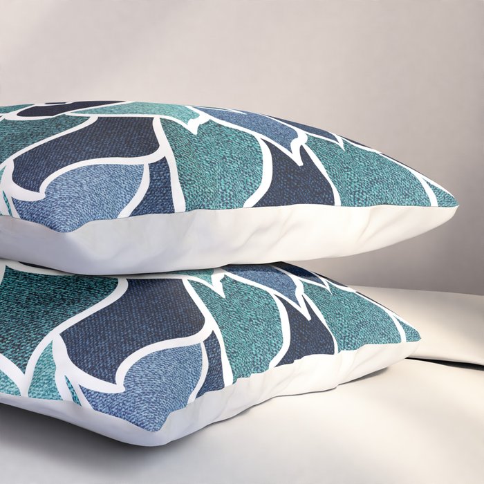 Festive, Flower Bloom, Navy Blue and Teal Pillow Sham Gallery Image 3