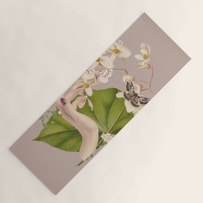 Minimal Collage/ Hand, Plants and Butterflies 8 Yoga Mat Gallery Image 1