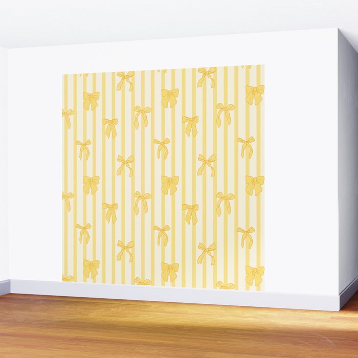 Charming Yellow Ribbon and Stripes  Wall Mural Gallery Image 2