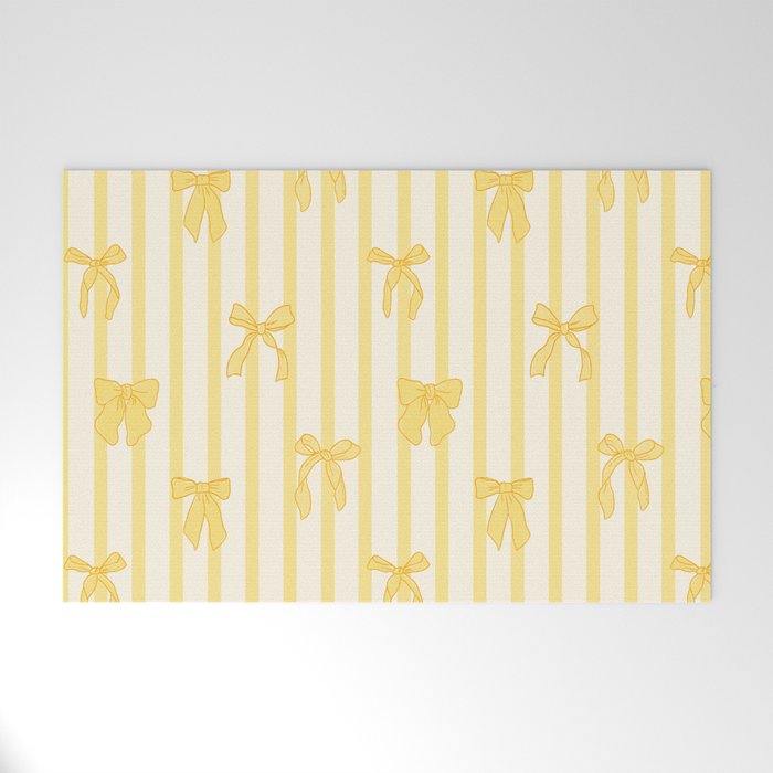 Charming Yellow Ribbon and Stripes  Welcome Mat Gallery Image 1