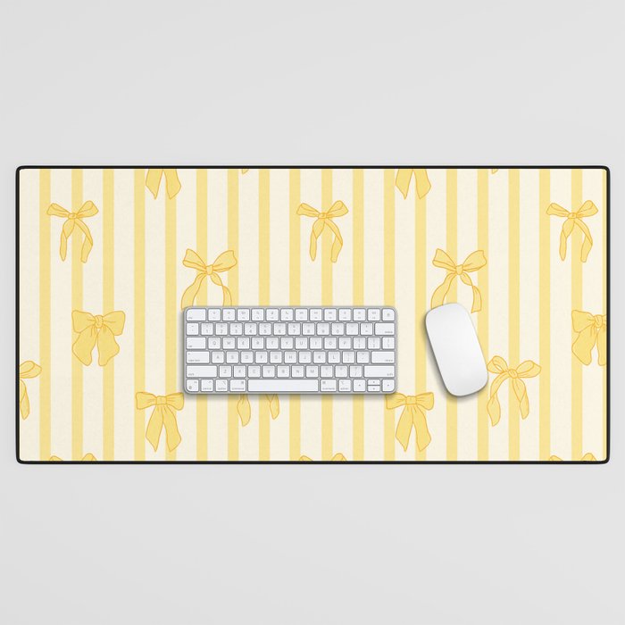 Charming Yellow Ribbon and Stripes  Desk Mat Gallery Image 1