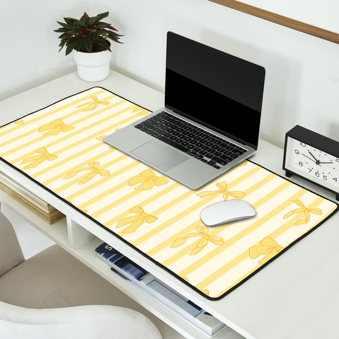 Charming Yellow Ribbon and Stripes  Desk Mat Gallery Image 2