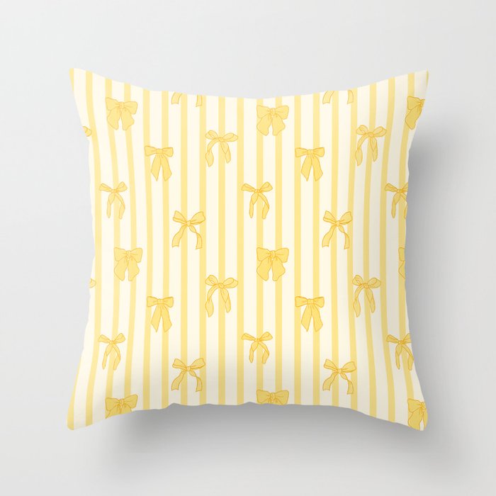 Charming Yellow Ribbon and Stripes  Throw Pillow Gallery Image 6
