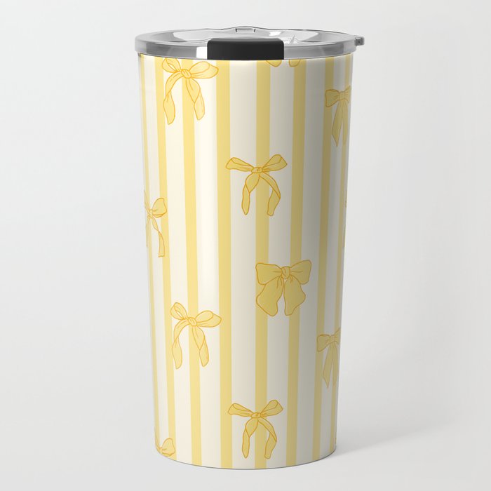 Charming Yellow Ribbon and Stripes  Travel Mug Gallery Image 1