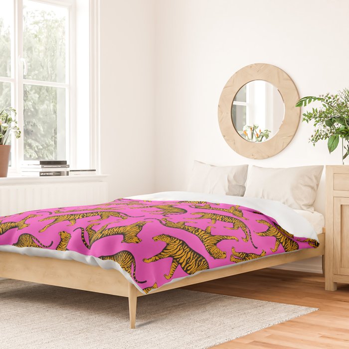 Tigers (Magenta and Marigold) Duvet Cover Gallery Image 2