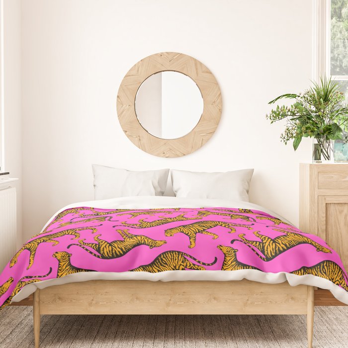 Tigers (Magenta and Marigold) Duvet Cover Gallery Image 3