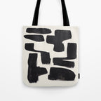 Mid Century Modern Minimalist Abstract Art Brush Strokes Black & White Ink Art Shapes Tote Bag Gallery Image 1