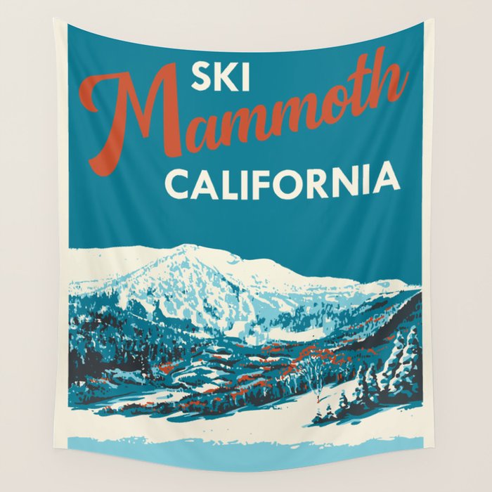 Vintage Mammoth Mountain Ski Poster Wall Tapestry Gallery Image 1