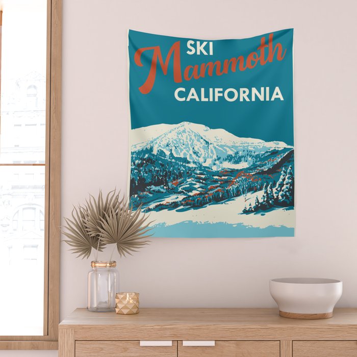 Vintage Mammoth Mountain Ski Poster Wall Tapestry Gallery Image 2