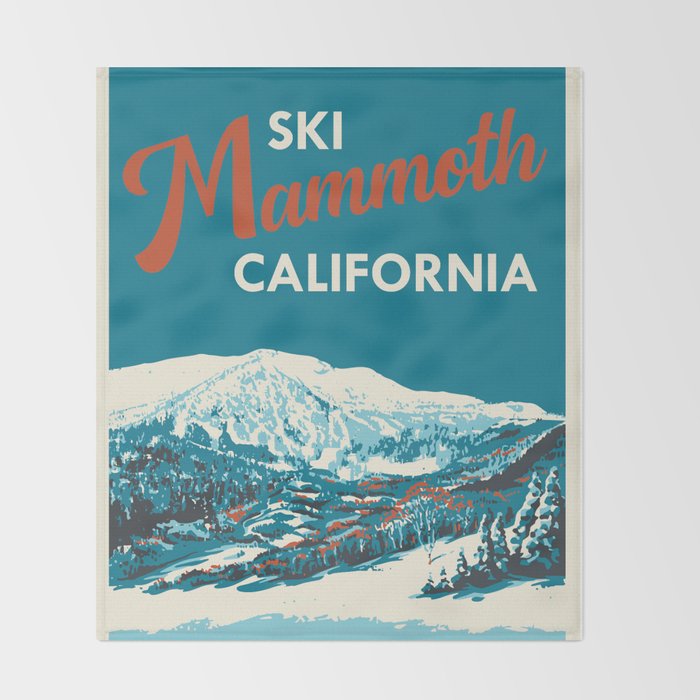 Vintage Mammoth Mountain Ski Poster Throw Blanket Gallery Image 2