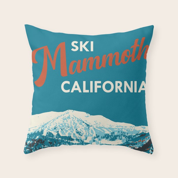 Vintage Mammoth Mountain Ski Poster Throw Pillow Gallery Image 1