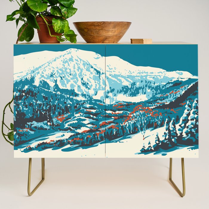 Vintage Mammoth Mountain Ski Poster Credenza Gallery Image 1
