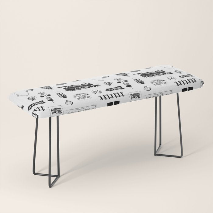 Railroad Symbols on White Bench Gallery Image 1