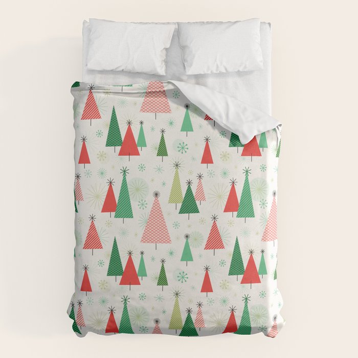Mid Century Happy Holidays Duvet Cover Gallery Image 6