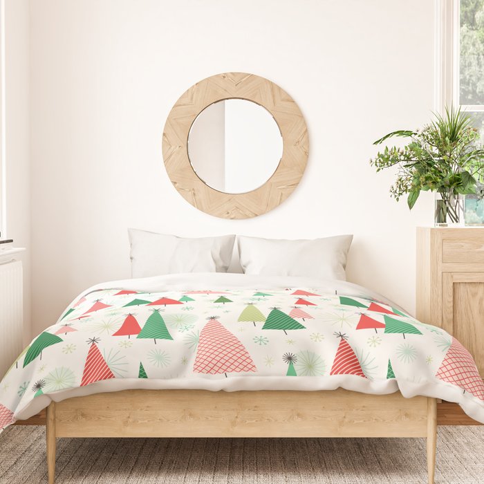 Mid Century Happy Holidays Duvet Cover Gallery Image 3