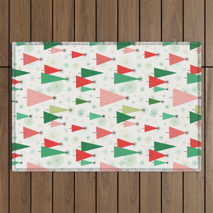 Mid Century Happy Holidays Outdoor Rug Gallery Image 1