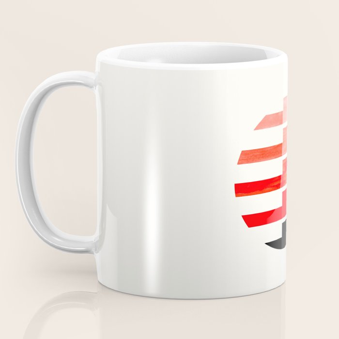 Minimalist Mid Century Circle Frame Vermillion Red Zig Zag Colorful Lightning Bolt Geometric Pattern Coffee Mug Gallery Image 3