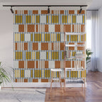 Bold minimalist retro stripes // midnight blue goldenrod yellow and copper brown geometric grid  Wall Mural Gallery Image 1