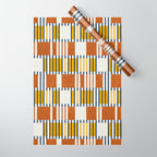 Bold minimalist retro stripes // midnight blue goldenrod yellow and copper brown geometric grid  Wrapping Paper Gallery Image 1