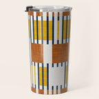Bold minimalist retro stripes // midnight blue goldenrod yellow and copper brown geometric grid  Travel Mug Gallery Image 3