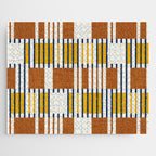 Bold minimalist retro stripes // midnight blue goldenrod yellow and copper brown geometric grid  Jigsaw Puzzle Gallery Image 1