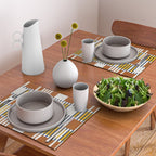 Bold minimalist retro stripes // midnight blue goldenrod yellow and copper brown geometric grid  Placemat Gallery Image 2