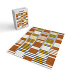 Bold minimalist retro stripes // midnight blue goldenrod yellow and copper brown geometric grid  Jigsaw Puzzle Gallery Image 2