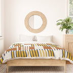 Bold minimalist retro stripes // midnight blue goldenrod yellow and copper brown geometric grid  Duvet Cover Gallery Image 3