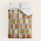 Bold minimalist retro stripes // midnight blue goldenrod yellow and copper brown geometric grid  Duvet Cover Gallery Image 6