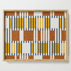 Bold minimalist retro stripes // midnight blue goldenrod yellow and copper brown geometric grid  Serving Tray Gallery Image 1
