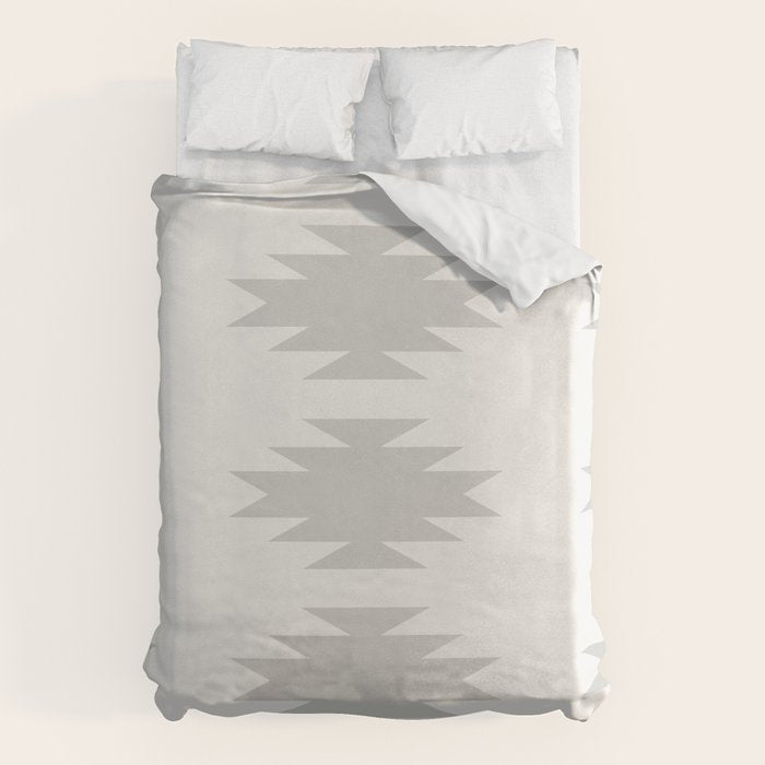 Geometric Southwestern Minimalism - White and Grey Duvet Cover Gallery Image 1