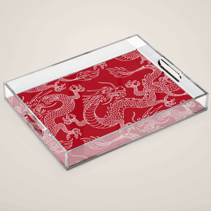 Lunar Year White Dragon Acrylic Tray Gallery Image 1