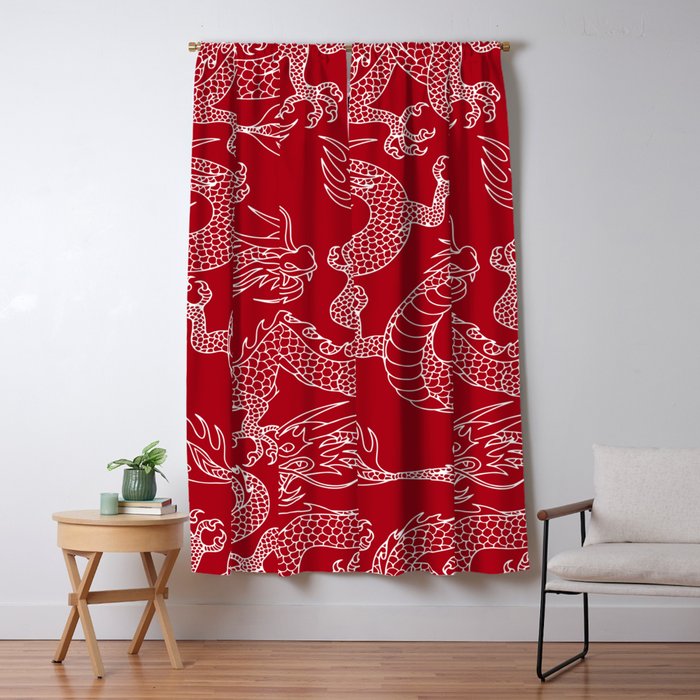 Lunar Year White Dragon Window Curtain Gallery Image 1