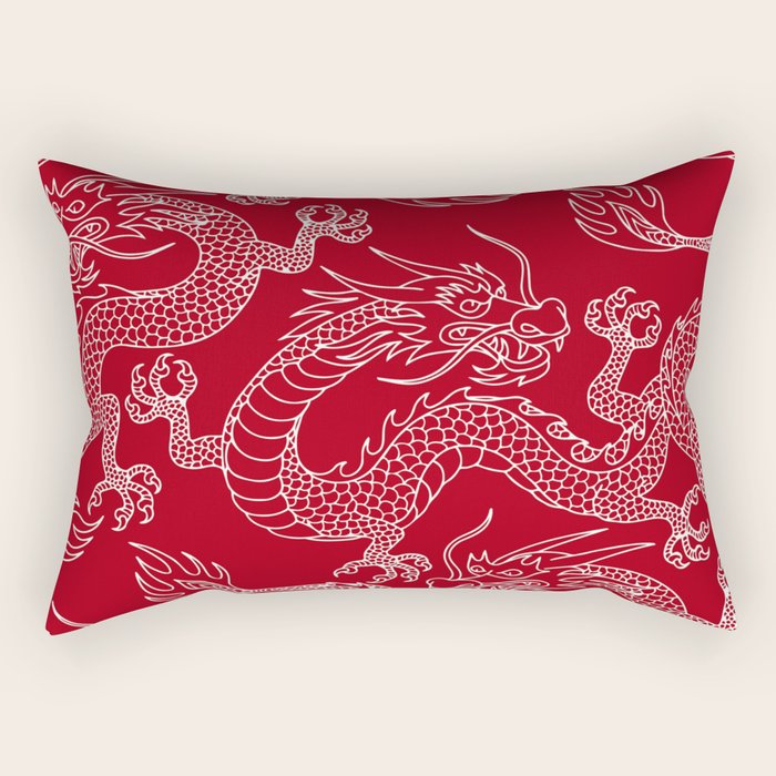 Lunar Year White Dragon Rectangular Pillow Gallery Image 1