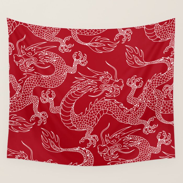 Lunar Year White Dragon Wall Tapestry Gallery Image 4