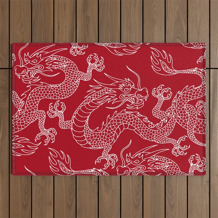 Lunar Year White Dragon Outdoor Rug Gallery Image 1