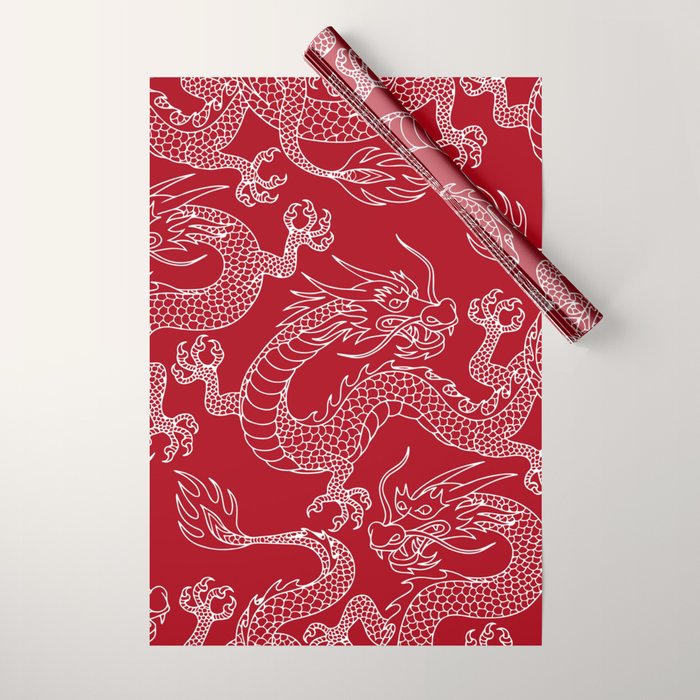 Lunar Year White Dragon Wrapping Paper Gallery Image 1