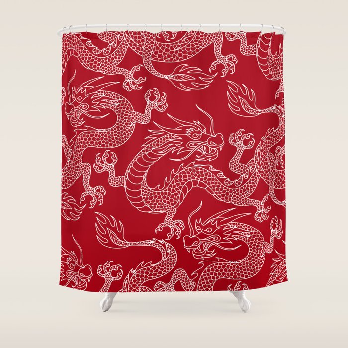 Lunar Year White Dragon Shower Curtain Gallery Image 1