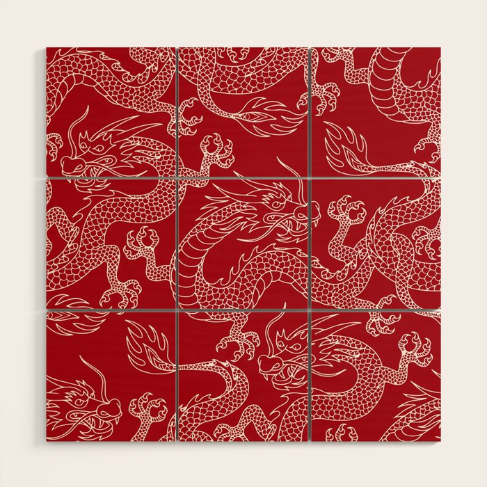 Lunar Year White Dragon Wood Wall Art Gallery Image 1