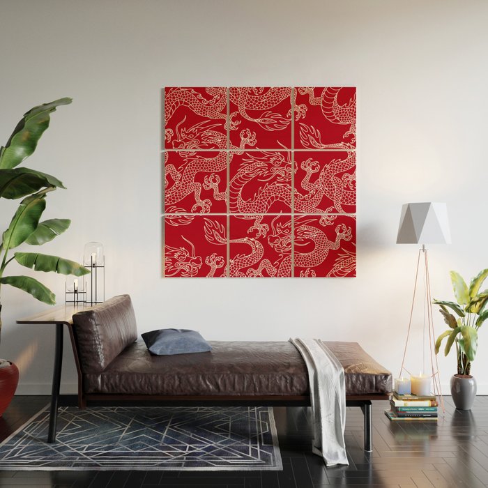 Lunar Year White Dragon Wood Wall Art Gallery Image 2