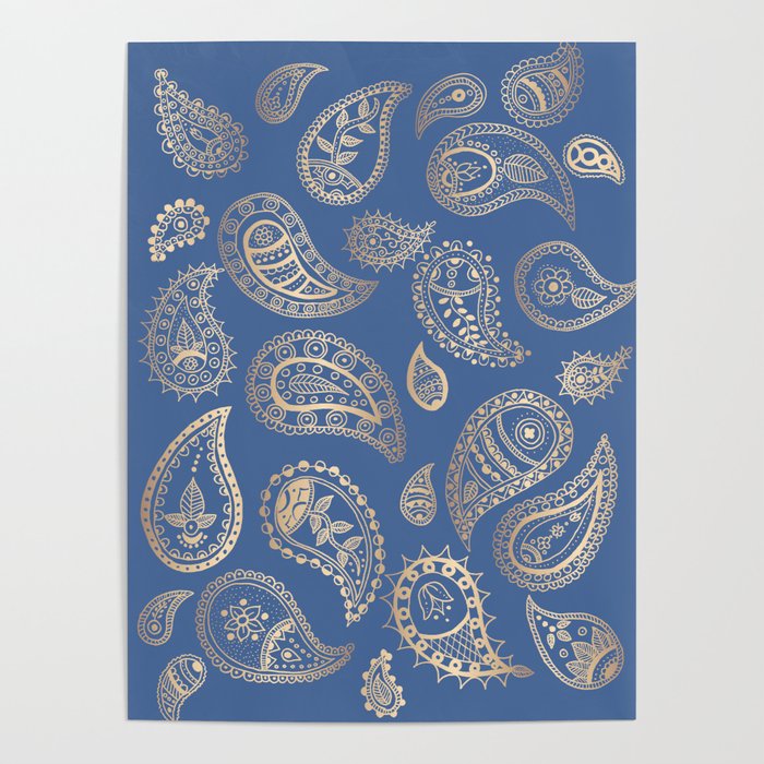 Classic blue and gold paisley Poster Gallery Image 4