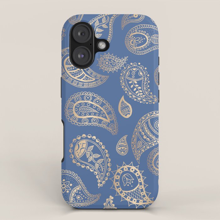 Classic blue and gold paisley iPhone Case Gallery Image 1