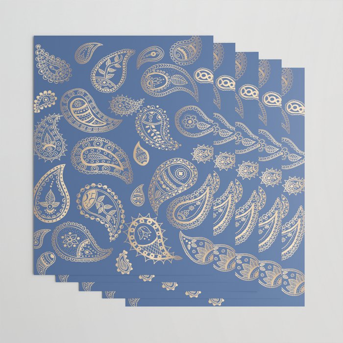 Classic blue and gold paisley Wrapping Paper Gallery Image 3
