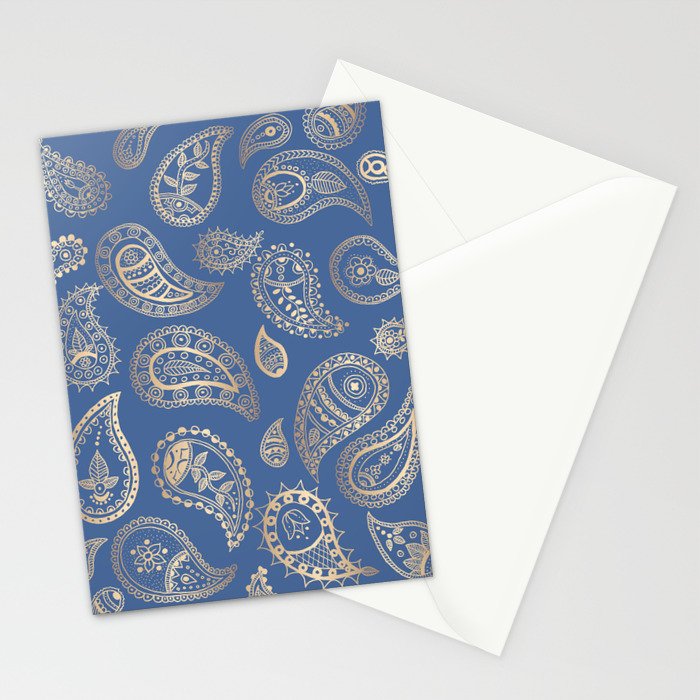 Classic blue and gold paisley Stationery Card Gallery Image 2