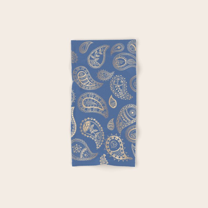 Classic blue and gold paisley Bath Towel Gallery Image 1