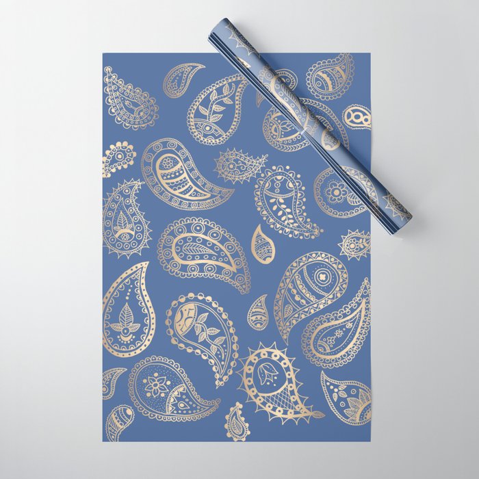 Classic blue and gold paisley Wrapping Paper Gallery Image 1