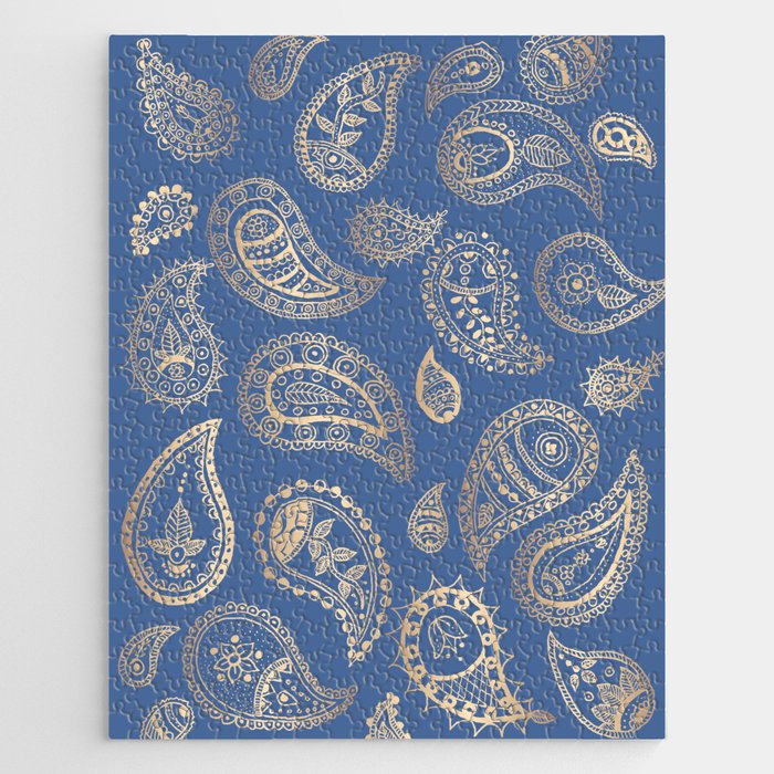 Classic blue and gold paisley Jigsaw Puzzle Gallery Image 1