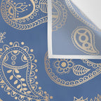 Classic blue and gold paisley Wall Tapestry Gallery Image 3